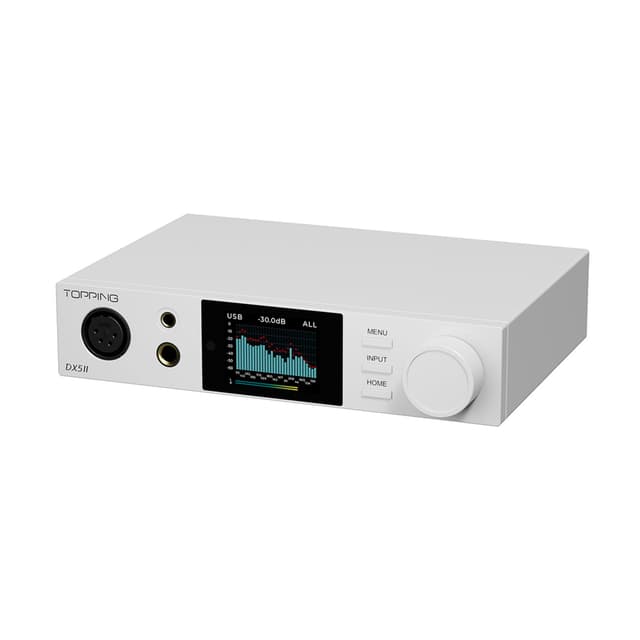 TOPPING DX5 II Hi-Res DAC & Headphone Amp Combo ā Dual ES9039Q2M, X-Hybrid Amp, 10-Band PEQ, LDAC Bluetooth 5.1, 4.4mm Balanced & 6.35mm Headphone Output, Preamp Mode, 12V Trigger (Silver)