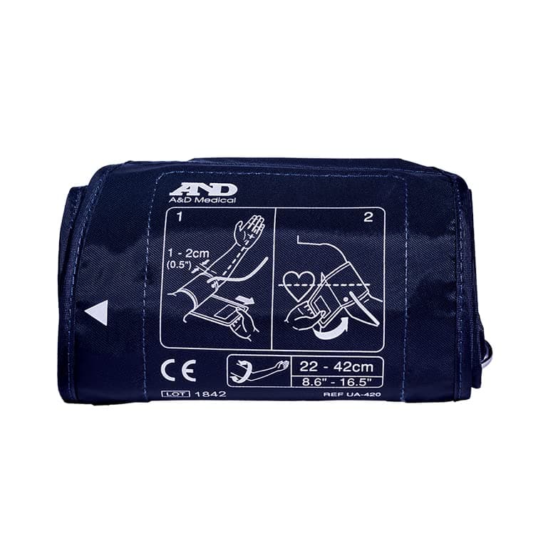 A&D Medical Wide Range Blood Pressure Cuff Replacement (8.6-16.5" / 22-42cm), Latex Free Blood Pressure Cuff, UA-420A ISO-Compliant Connector for Home Use A&D Medical Blood Pressure Monitors