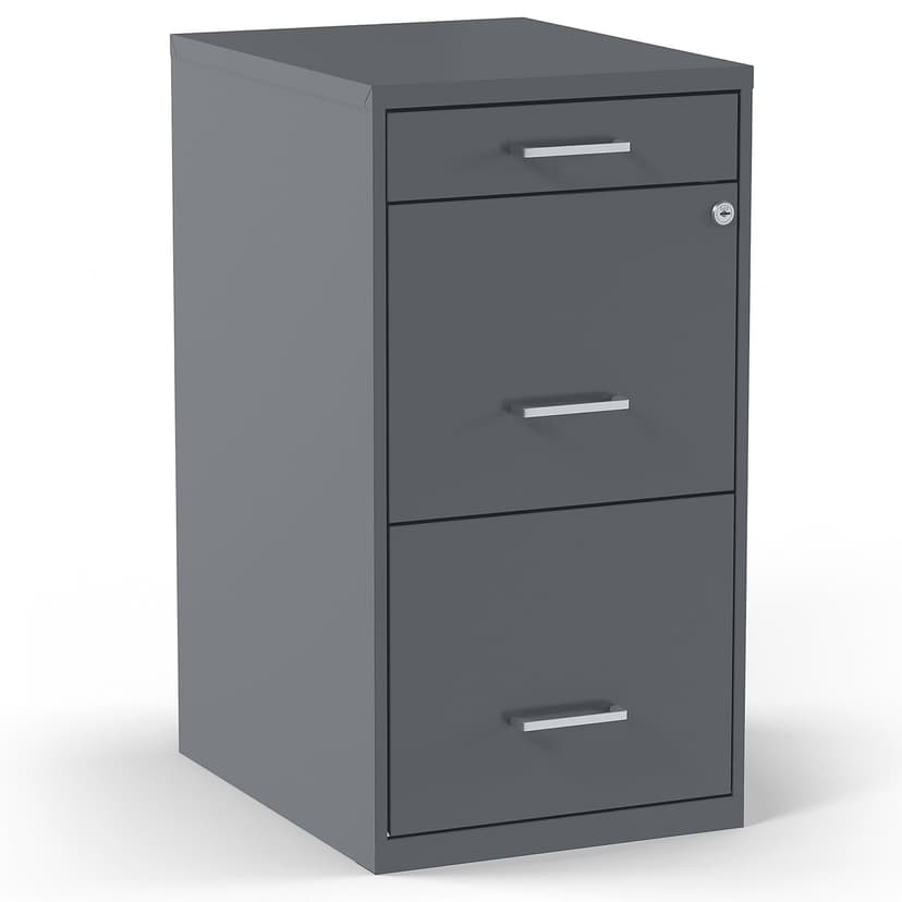 STAPLES Mobile Pedestal File Cabinet with Wheels, 3-Drawer, Letter/Legal Compatible, Locking, Charcoal