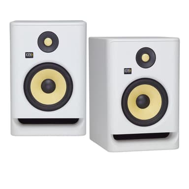 (2) KRK ROKIT RP7 G4 7" Bi-Amped Studio Monitor DSP Speakers White Noise Edition