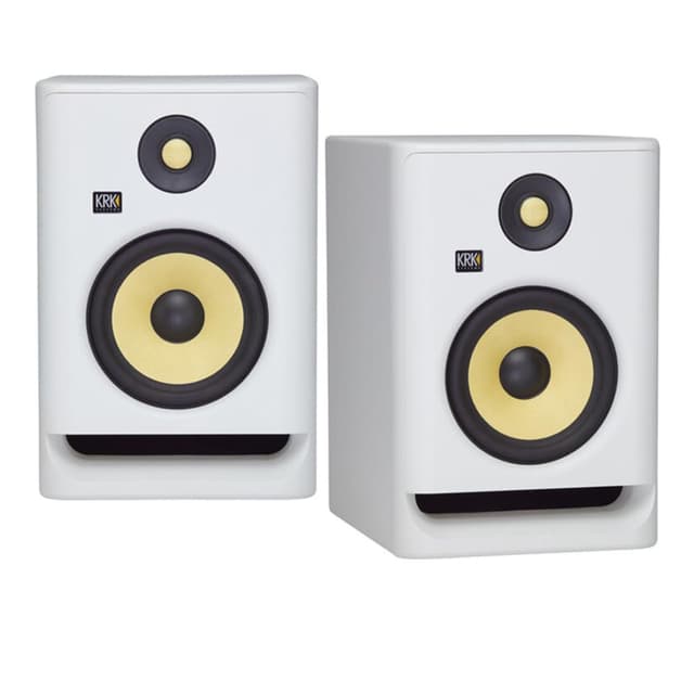 (2) KRK ROKIT RP7 G4 7" Bi-Amped Studio Monitor DSP Speakers White Noise Edition