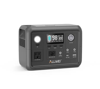 ALLWEI Portable Power Station 300W (Peak 600W) Upgraded, 256Wh LiFePO4 Battery Bank Solar-Generator with 6 Output Ports, Backup Power Supply for Camping Travel Blackout Home Use (Solar Panel Optional)