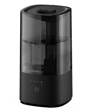 ROSEKM Humidifiers for Bedroom, 2.0L Cool Mist Humidifier for Home Plant and Baby Nursery, Quiet Ultrasonic Humidifier with 360° Nozzle, Auto Shut-Off, Filterless, Black