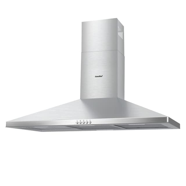 Comfee CVP36W4AST 36 Inch Ductless/Ducted Convertible Pyramid 350 CFM Wall Mount Vent Stainless Steel Kitchen 3 Speed Exhaust Fan, 5-Layer Aluminum Permanent Filters, Two LED Lights Range Hood