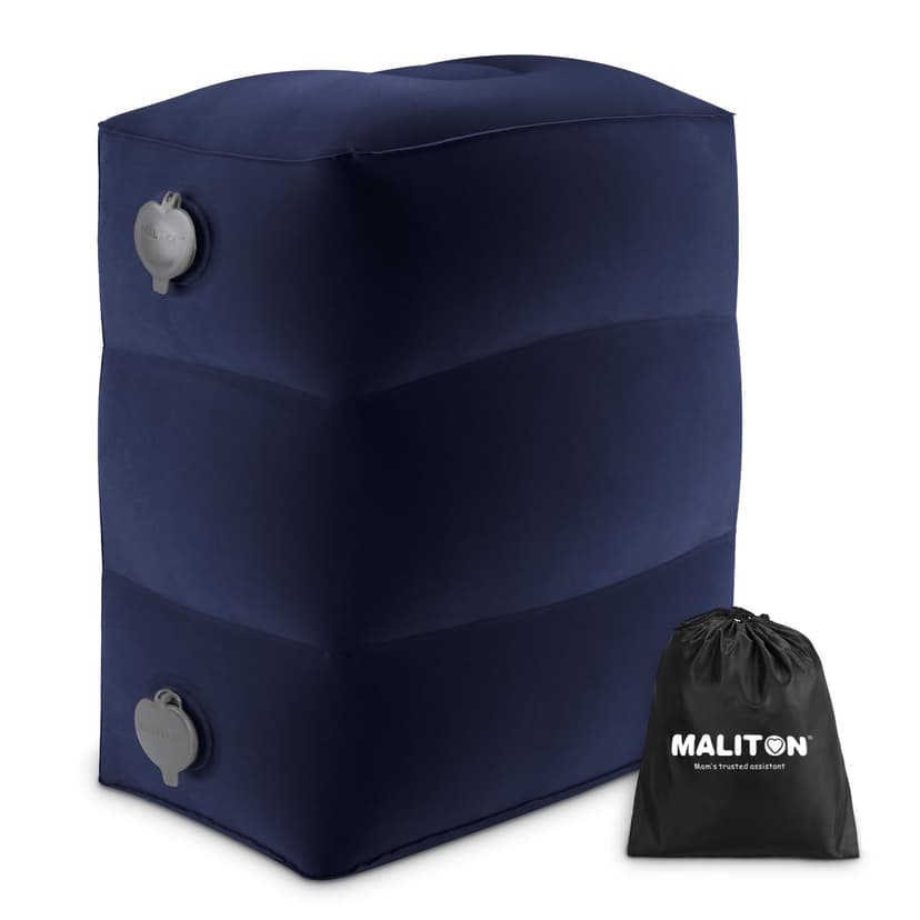 Inflatable Travel Foot Rest Pillow, Kids Airplane Bed, Adjustable Height Leg Pillow for Air Travel, Make a Flat Bed for Kids and Toddlers, Great for Airplane, Train, car(Blue, 1 Pack)