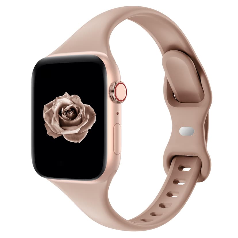 Thin Slim Band Compatible with Apple Watch 38mm 40mm 41mm 42mm 44mm 45mm 46mm 49mm, Replacement Silicone Sport Strap for iWatch Series 11/10/9/8/7/6/5/4/3/2/1 Ultra SE Women Men, Milk Tea