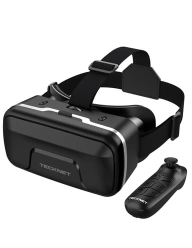 TECKNET VR Headset for Phone with Bluetooth Controller, 4.7-7.2" VR Headsets with HD 110°FOV Anti-Blue Light Lenses & Adjustable Gears, 3D VR Headset for Kids Compatible iPhone Samsung Android