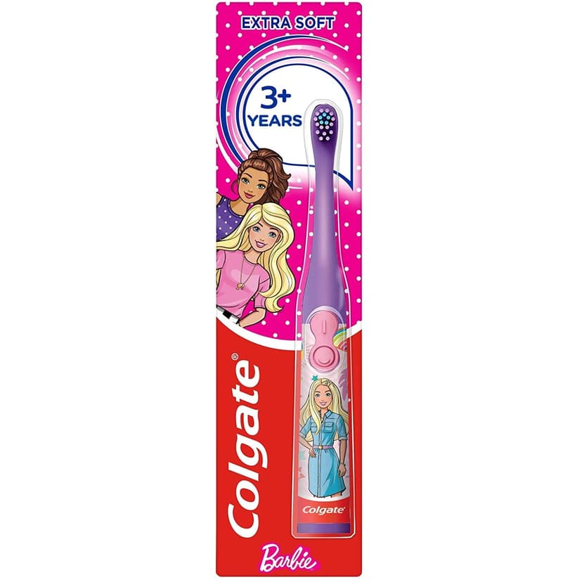 Colgate Kids Battery Barbie Extra Soft Bristles Toothbrush, 3+ Years, with Sonic Vibrating Bristles to Remove More Plaque and Slim Easy to Hold Handles