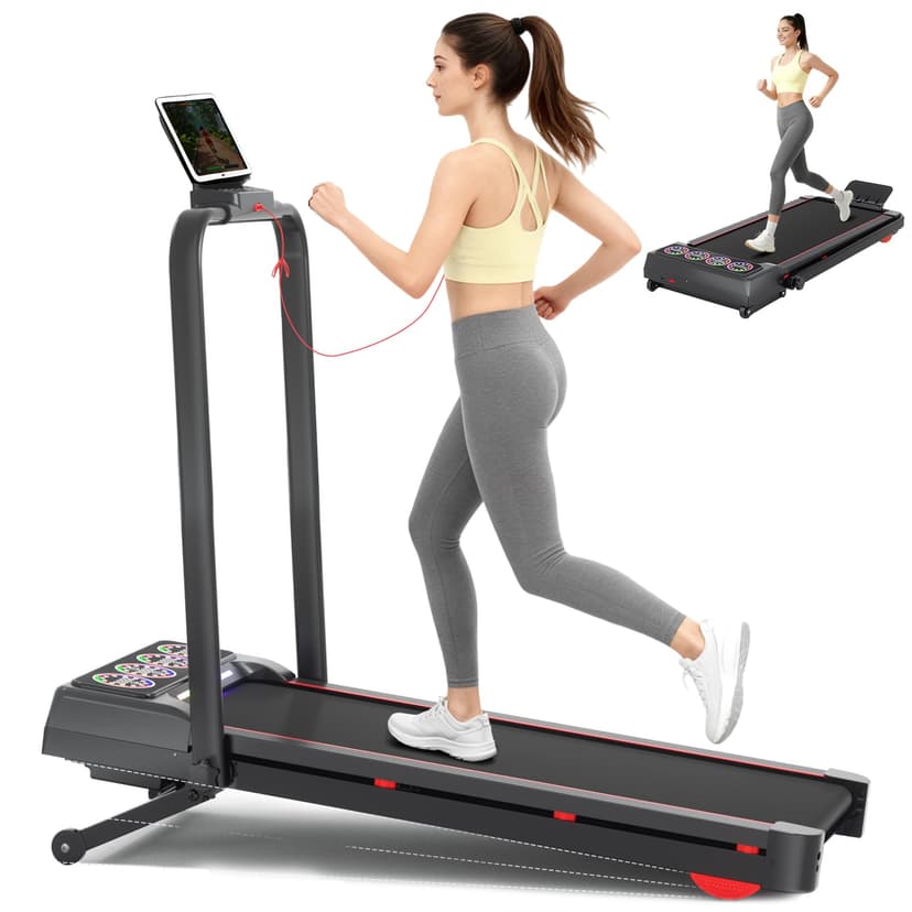 Ecogou Walking Pad Treadmill with 12% 12-Level Auto Incline,2 in 1 Foldable Under Desk Treadmill with Handle Bar,450 lbs Capacity RGB LED Screen Compact Treadmills for Home Hiking