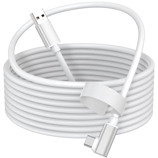 ACANDYA Link Cable 16FT for PCVR Compatible with Meta Oculus Quest 3S Quest 3 2 Pro Pico 4 Accessories and PC SteamVR, High Speed PC Data Transfer, USB 3.1 to USB C Cable for VR Headset White