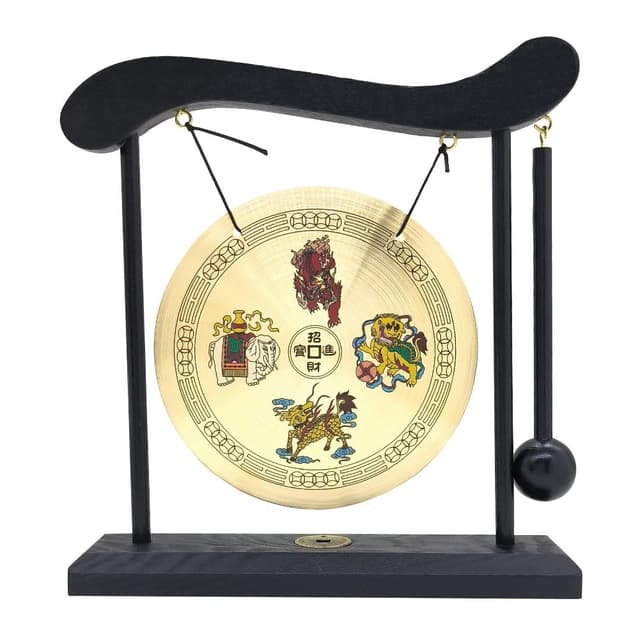 Hooshing Brass Gong Feng Shui Desktop Zen Art Home Decor Housewarming Congratulatory Lucky Blessing Gift