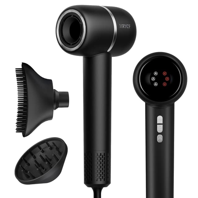 Hair Dryer with Smoothing Comb, 160000RPM High Speed Blow Dryer, Negative Ionic Hair Care, Fast Drying and Less Heat Damage, Thermo-Control Low Noise & Portable with Diffuser, Black