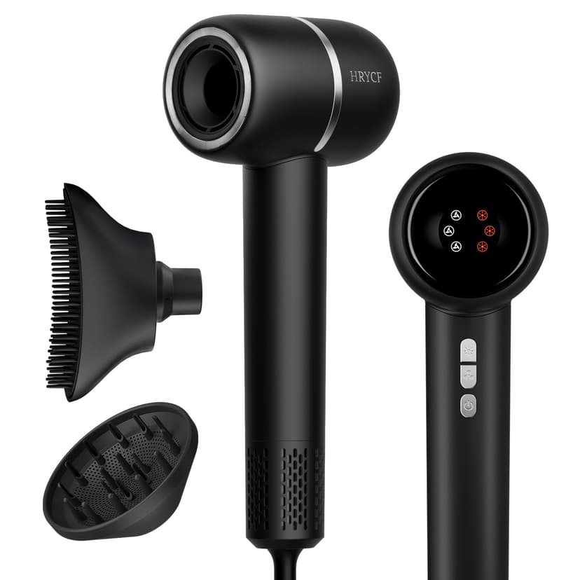 Hair Dryer with Smoothing Comb, 160000RPM High Speed Blow Dryer, Negative Ionic Hair Care, Fast Drying and Less Heat Damage, Thermo-Control Low Noise & Portable with Diffuser, Black