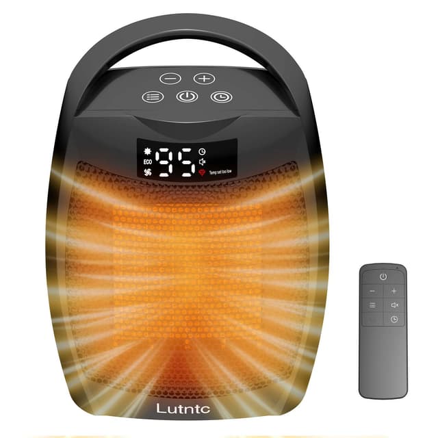 Portable Ceramic Space Heater 1500W, Fast Heating, Digital Display with Touch Controls, Built-in Handle, Overheat and Tip-Over Protection, Ideal for Home, Bedroom, and Office Heating
