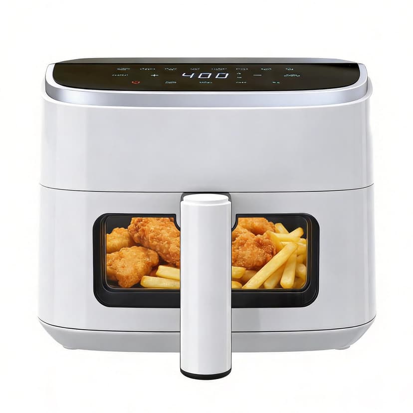 NEWBULIG Air Fryer,4QT Small AirFryer with Easy View Window and Interior Light, Digital Touchscreen with 8 Presets for Custom Cooking, Nonstick and Dishwasher Safe Basket, White