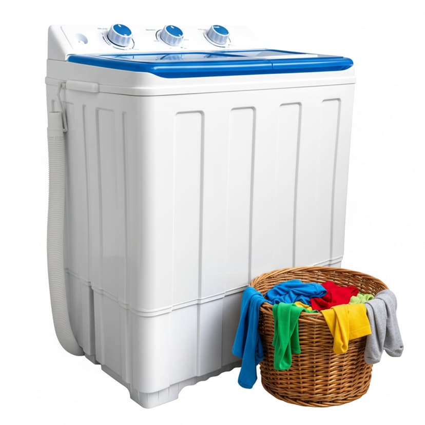 Clickoods 14lbs Portable Washing Machine with 9.5lbs Wash and 4.5lbs Spin, Twin Tub Washer Compact Machine with Drain Pump, Mini Portable Washer for Home, Camping, RVs, and Small Spaces, Blue