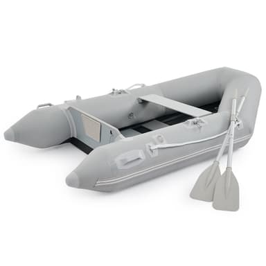 CO-Z 7.5ft Heavy Duty Inflatable Boat with Aluminum Floor & Oars - 2 Person 660lb Capacity Dinghy for Fishing/Towing | Includes Pump & Transom for Kayak, Lake & Ocean