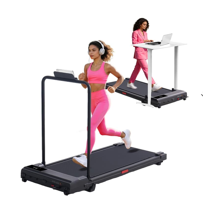 HevGlrm Walking Pad with Handle Bar, 2026 Upgrade Small Walking Pad Treadmill with Incline, 3.0HP Portable Under Desk Treadmill with Handles for Home Small, 0.6-7.6MPH, 350LBS
