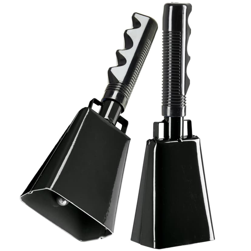 2 Pack 9-inch Copper Cowbells for Sporting Events, Percussion Noise Makers with Handle for Football Games, Sports Stadiums, Pep Rallies, Parties, Boxing Events, Cheerleading, Celebrations (Black)