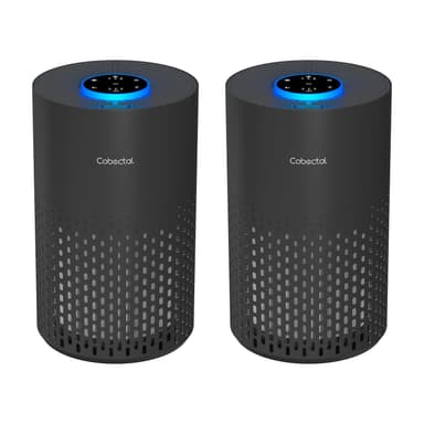 2 Pack Air Purifiers for Bedroom Home, Cobectal Air Cleaner with H14 True HEPA 3-in-1 Filter for Room up to 1050 ft², Sleep Mode & Aroma Function, Portable Air Purifiers for Office, Dorm, RVs, Black
