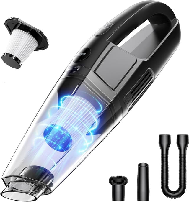 BSRCO Handheld Vacuum Cordless, 30 Min Runtime & USB-C, 8KPa Strong Suction, 1.43lbs Lightweight with LED Light, for Car Seats, Home & Pet Hair Quick Cleanup