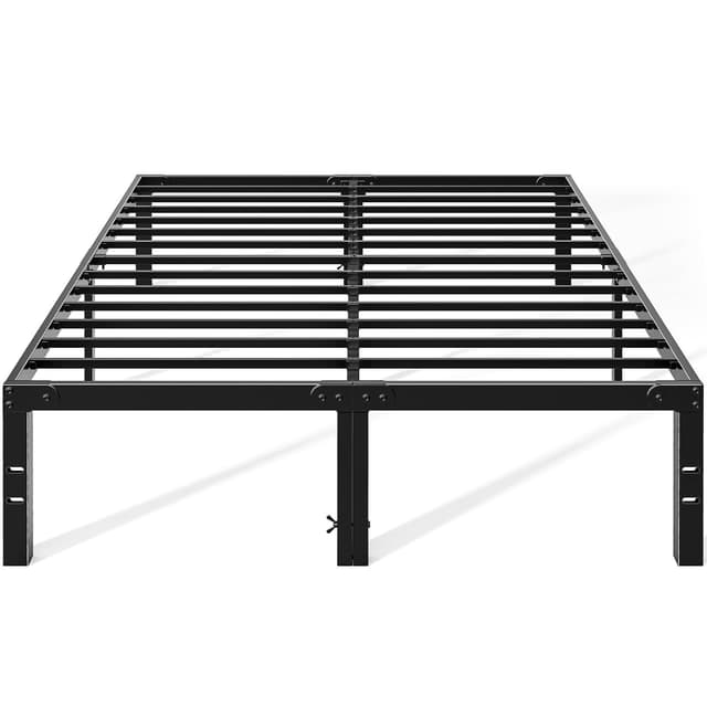 OLIXIS Metal King Bed Frame - 14in High with Storage Space, No Box Spring Needed with Sturdy Steel Slat Support, 2200LBS Heavy Duty for Easy Assembly, Black for Bedroom