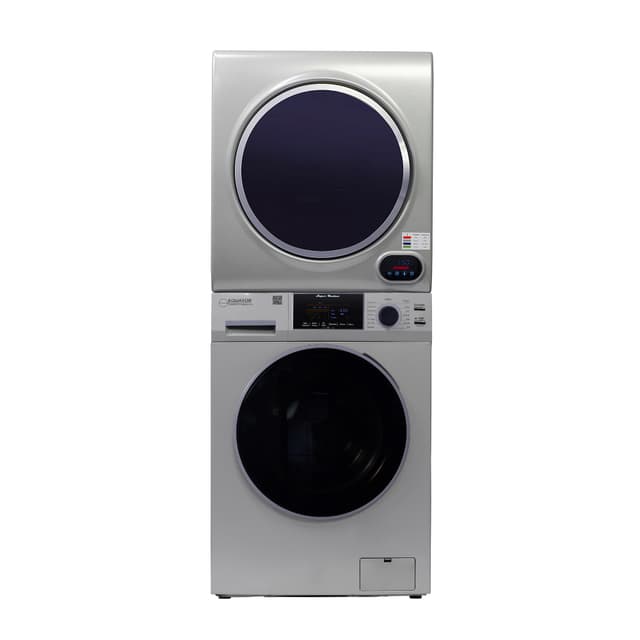 Equator Premium Stackable 15 Lbs Washer 1.62cf 110V+Vented Digi Dryer 3.5cf 110V (Silver)