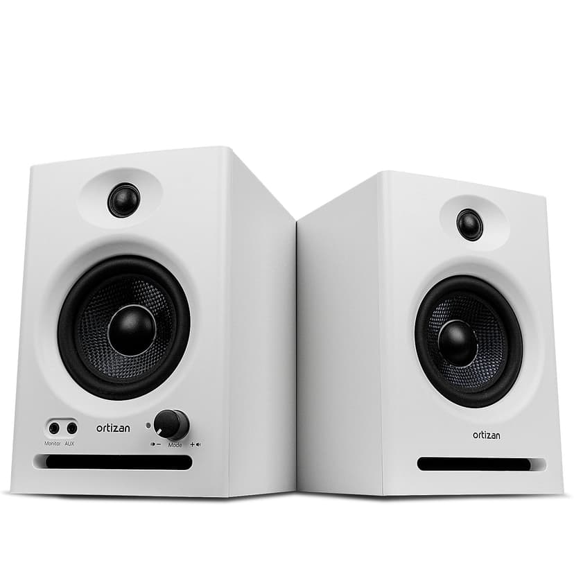 Ortizan C7 Dual-Mode 2.0 Studio Monitors, Active Monitor Speakers for Near Field Music Production, Bluetooth 5.3 Wireless Computer PC Monitor Gaming Bookshelf Speakers(Pair, White)