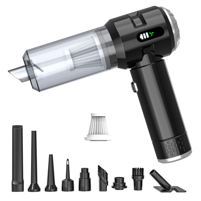 Sycoodeal Handheld Car Vacuum Cleaner, 25000PA Strong Cyclonic Suction Portable Mini Vacuum Cordless with Digital Display Lightweight Handheld for Pet Hair, Car, Home, Office, Kitchen(Silver)