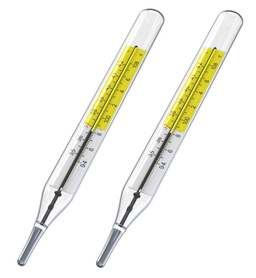 2pcs Glass Thermometers Mercury Free Clinlic Thermometer Traditional Thermometer Dual Scale Mercury Free C&F 2PK