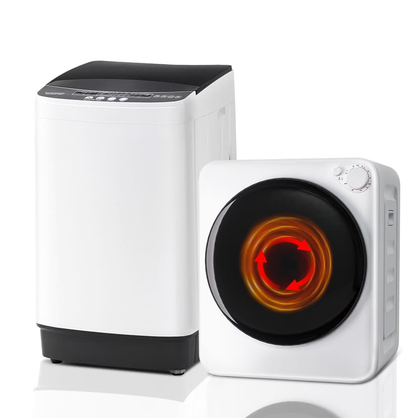 DOGHLY Portable Washer and Dryer Combo Set, 17 Lbs Full-Automatic Washing Machine and 1.8 Cu.Ft Portable Clothes Dryer, Compact Washer and Dryer with Stainless Steel Inner Tub, for Apt, Dorm, Home