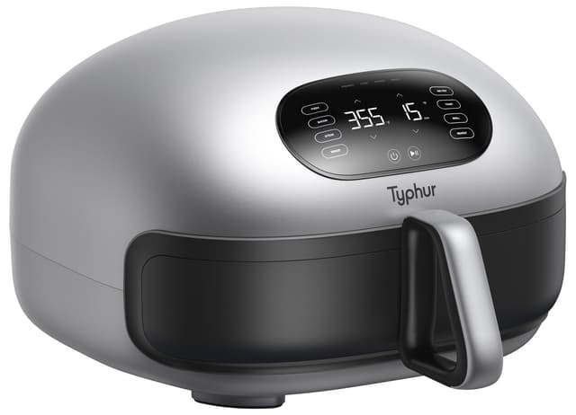 Typhur Dome 2 AI Smart Air Fryer, Large Flat Airfryer with Top & Bottom Heating, Self-cleaning Digital Fryer, PFAS free Ceramic Basket, Fits a 12" Pizza or Steaks, Whisper-Quiet, 120V