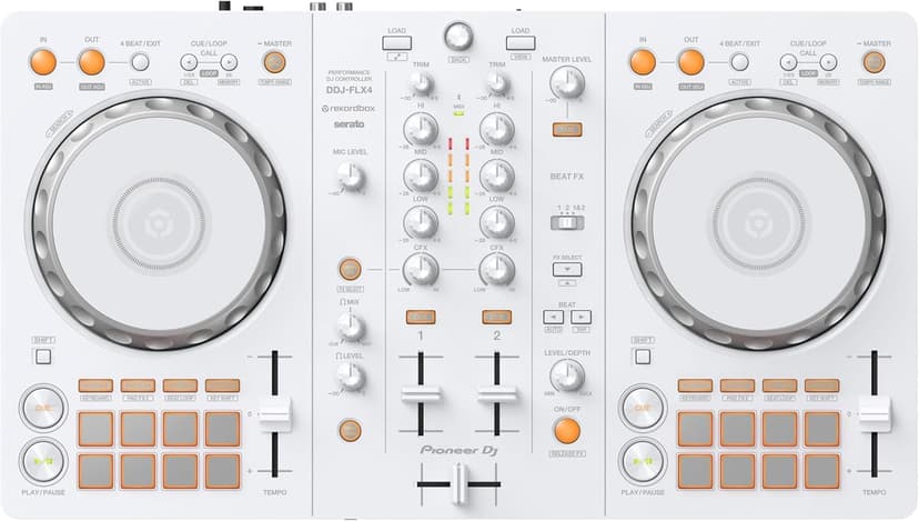 Pioneer DJ DDJ-FLX4 2-deck rekordbox and Serato DJ Controller - White, Limited Edition