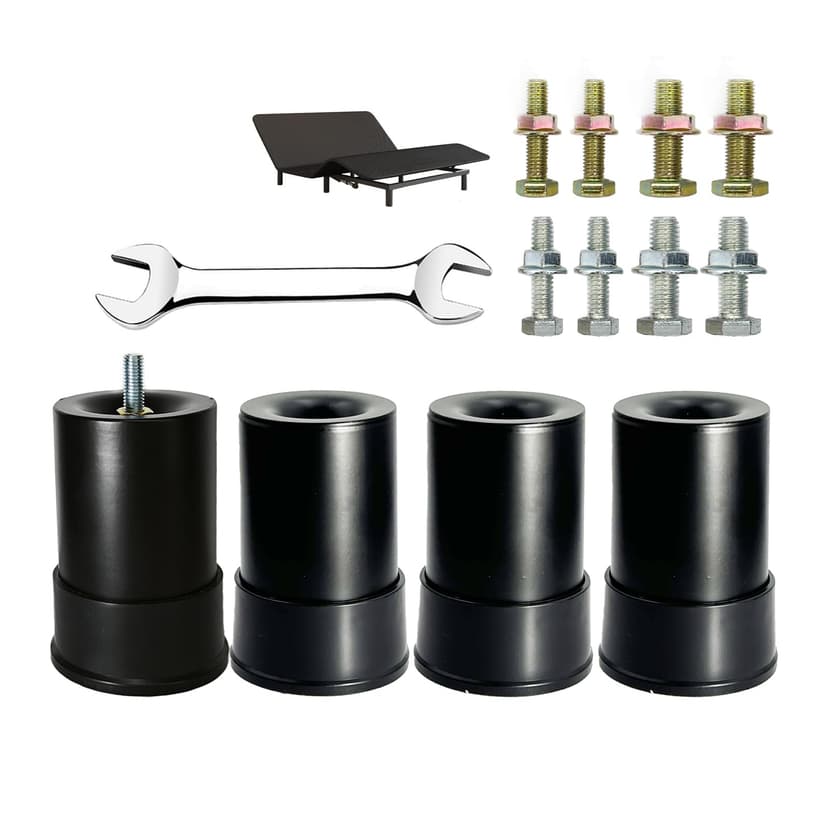 4 Inch Metal Adjustable Bed Base Frame Leg Replacement Heavy Duty Extra Height Leg Compatible with 89% of Frameworks Such as M8 M10 Thread (Set of 4)