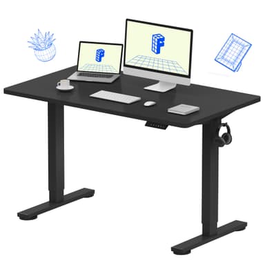 FLEXISPOT EN1 One-Piece Standing Desk, 48"x24" Seamless Desktop Electric Height Adjustable for Home Office, Study Rooms & Multi-Device Workstations, Black