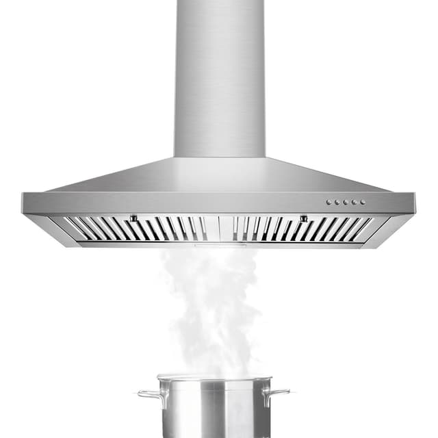 Tieasy Range Hood, Range Hoods 30 inch Stainless Steel, 450 CFM Kitchen Hood with LED Light Baffle Filters, 3 Speed Exhaust Fan Vent Hood