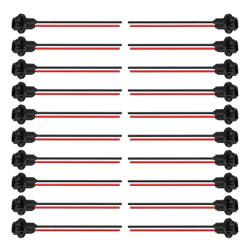 UHANBUT T10 W5W 194 Bulb Socket with Wire Pigtail, Universal LED Bulbs Pre-Wired Harness Sockets Adapter, Female Car Tail Light Connector Socket Accessories for Side Marker/Turn Signal Light (20PCS)