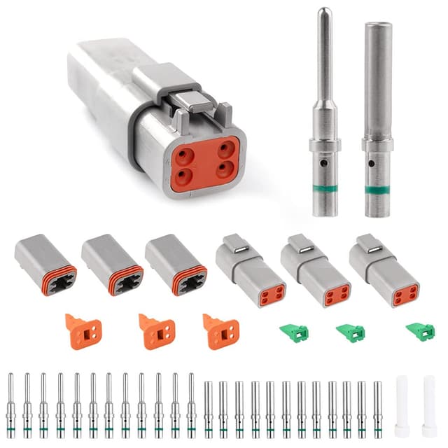JRready ST6114 DT 4 Pin Connector DT06-4S DT04-4P Gray Waterproof Electrical Wire Connector with Deutsch Solid Contact Wire Size 14-20AWG and Sealing Plug,3 Sets