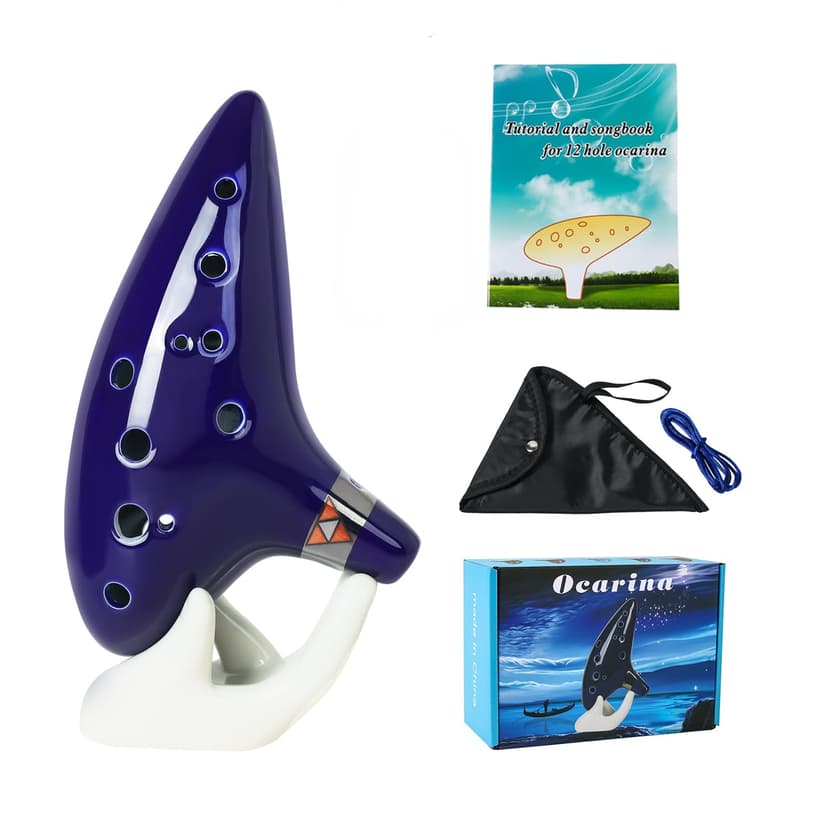 Zelda Ocarina 12 Holes Alto C Tone with Song Book (Songs From the Legend of Zelda) Ocarinas is a Great Christmas Gift for Festival Gift - Tiny Ocarina Instrument with Display Stand Protective Bag