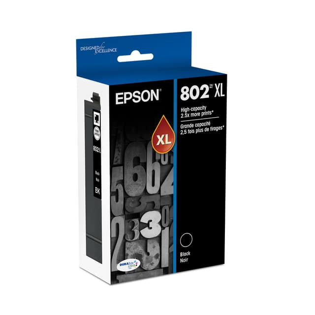 EPSON 802 DURABrite Ultra Ink High Capacity Black Cartridge (T802XL120-S) Works with WorkForce Pro WF-4720, 4730, 4734, 4740