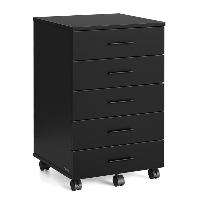 VASAGLE File Cabinet, Mobile Pedestal Filing Cabinet with Wheels, Printer Stand with 5 Drawers, Tool-Free Sliding Rails, for Study, Home Office, Ink Black UOFC081BC02