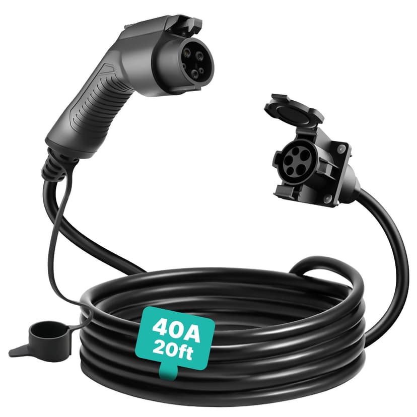 Morec EV Charger Extension Cable, 40A 240V Charging Extension Cord, Heavy Duty Electric Car Charging Cord Extender for All J1772 Cars, 20FT