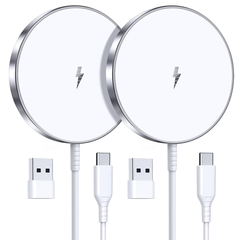 Magnetic Wireless Charger 15W Fast Mag Safe Charger for Cell iPhone 17 Pro Max/17 Pro/17 Air/17/16/15/14/13/12 Series 2 Pack Charging Pad for AirPods 3/2/Pro 2/Pro Mag-Safe Original Replacement
