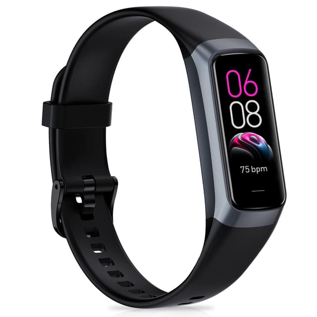 Fitness Tracker, Fitness Watch with 24/7 Heart Rate, Blood Pressure, Sleep Tracking, Calories, Activity Tracker with 1.1" AMOLED Screen, Waterproof Step Tracker for Android iPhones Women Men, Black