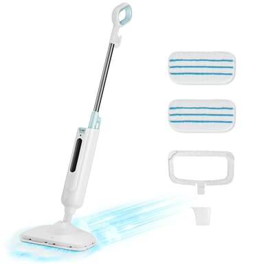 Sweetcrispy Steam Mop for Floor Cleaning,Lightweight Floor Steamer Cleaner for Hardwood/Tile/Laminate Floors Carpet, 2 Washable Pad, White and Green