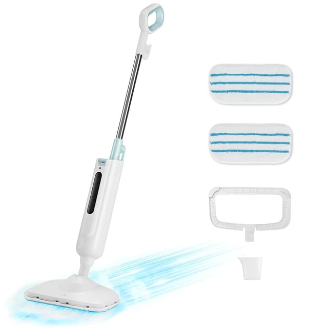 Sweetcrispy Steam Mop for Floor Cleaning,Lightweight Floor Steamer Cleaner for Hardwood/Tile/Laminate Floors Carpet, 2 Washable Pad, White and Green