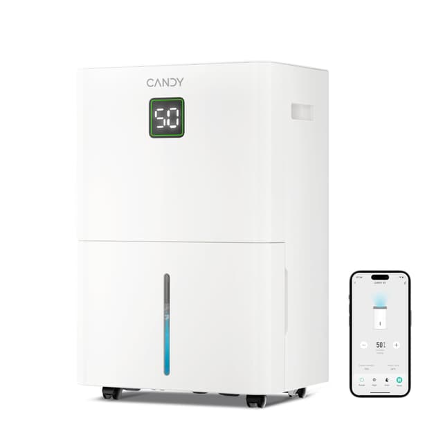 Candy 5500 Sq. Ft Dehumidifier for Basement, Max 100 Pint/Day Large Dehumidifiers for Home with Drain Hose, 1.45 Gallons Water Tank, Intelligent Humidity Reminder with Wifi & Alxea Control