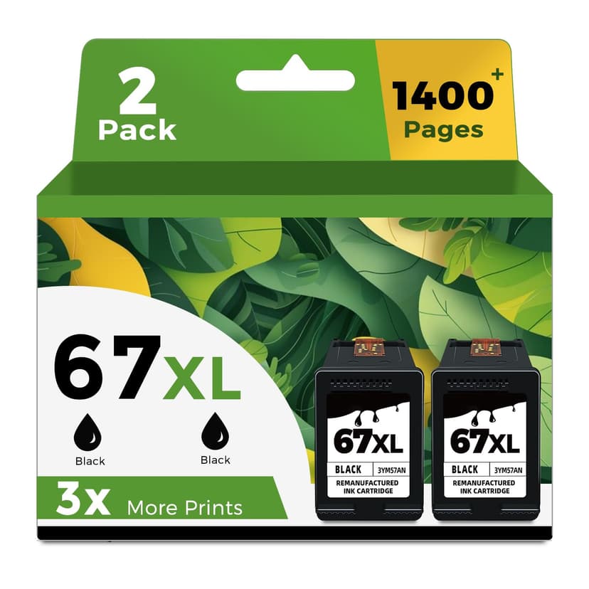 67XL Black Ink Cartridge Replacement for HP 67 Ink HP67 XL HP67XL BK for 2700 4155e 2755e 2734e 4100 2700e 4100e 6400 2752 2752e 4152e 6455e 6055e 2742e 6000 6055 6458e Printer High Yield (2 Pack)