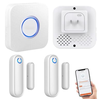 YisTech Caregiver Pager WiFi Door Alarms for Dementia Patients with Phone App,WiFi Smart Door Sensor Alarm for Kid Safety/Home Security/Elderly/Business/Store/Mailbox(2 Sensor 1 Gateway)