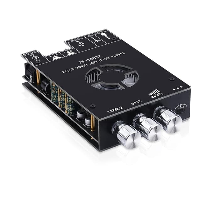 Audio Amplifier Board, ZK-1602T Bluetooth 5.0 Power Amp for Home Speakers 2.0 Channel 160W+160W Stereo Mini Amplifier Module TDA7498E Chip W/TB, USB, AUX, DC 15-36V